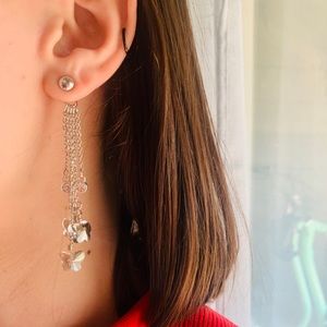 Iridescent butterfly and crystal earrings